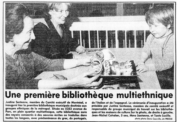 Figure 6 - Inauguration de la bibliothèque du Mile-End, La Presse, 09 novembre 1982.